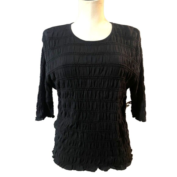 Valerie Stevens Women’s Vintage NWT Smocked Cotton Long Sleeve Top size XL Black - Picture 1 of 7